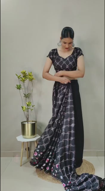 Premium Chinon Silk Embellished With Heavy Multi Colour Embroidery And Beautiful  Acko Sequins Work( Ready To Wear ) Saree